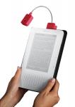 Red Clip Light on Kindle Case in Hands (Silo)