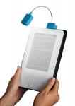 Turquoise Clip Light on Kindle in Hands (Silo)