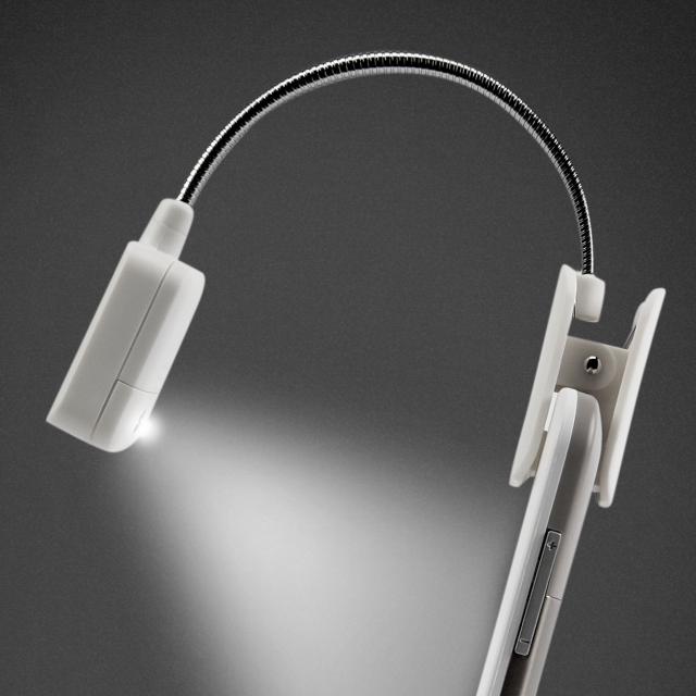 White Clip Light on Kindle Side View (Cropped)